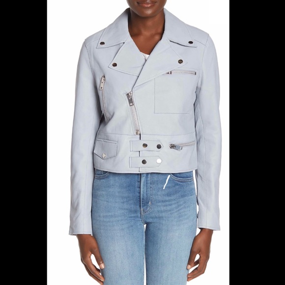 💎WALTER BAKER “TERRY” CRYSTAL BLUE LEATHER JACKET - Picture 3 of 8